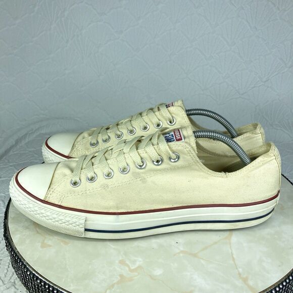 Converse All Star Low Top Sneakers Mens 10.5 Cream Canvas Streetwear Skate Shoes - Picture 6 of 13